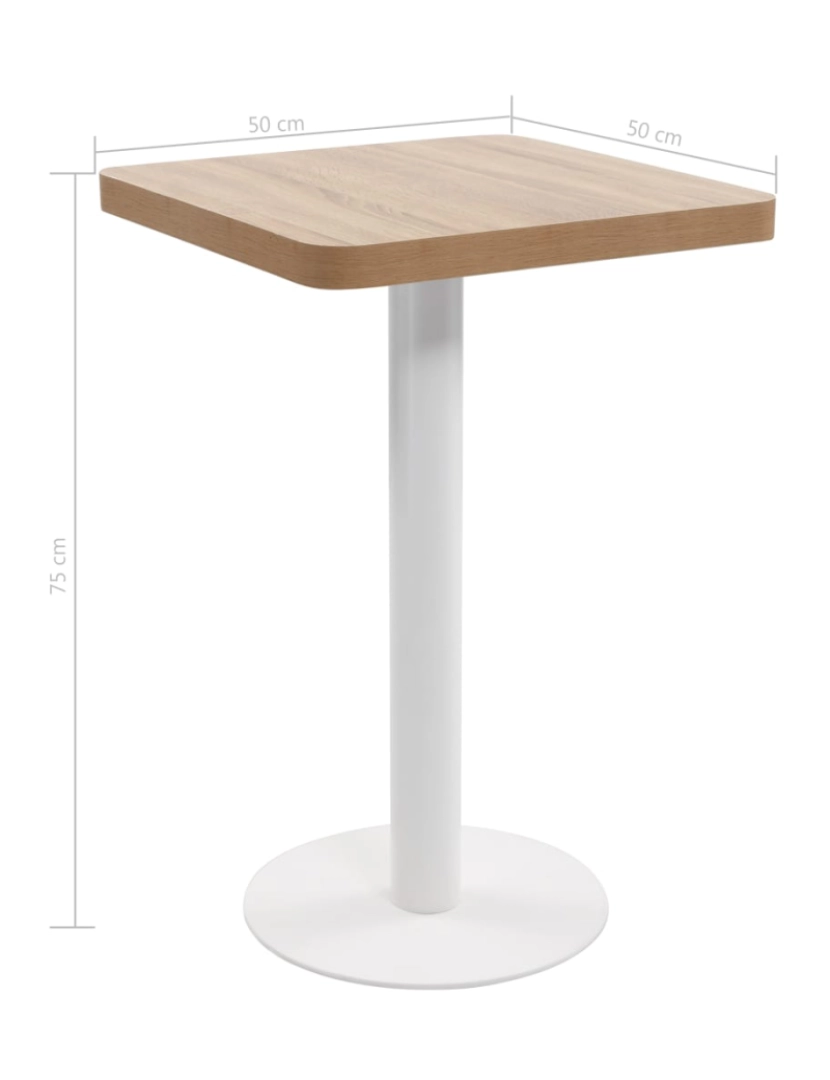 imagem de vidaXL Mesa bistrô 50x50 cm MDF castanho-claro7