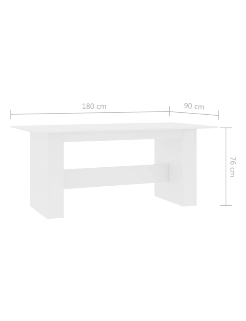 imagem de vidaXL Mesa de jantar 180x90x76 cm contraplacado branco8