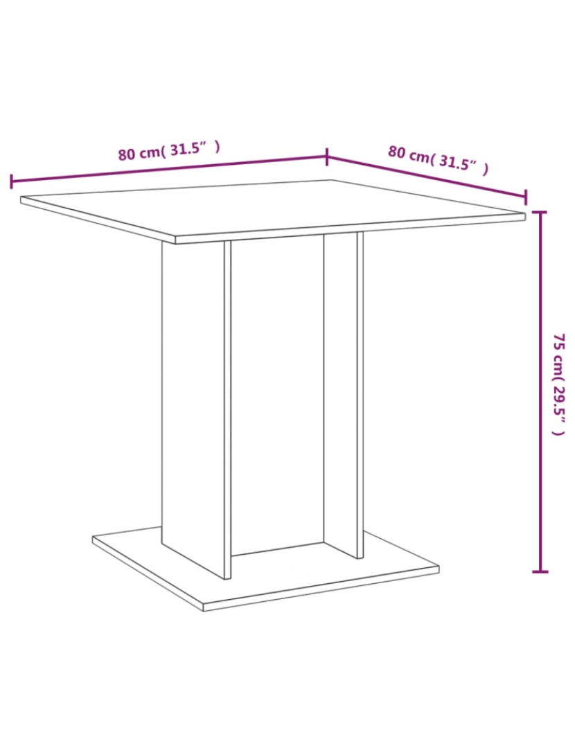 imagem de vidaXL Mesa de jantar 80x80x75 cm derivados de madeira carvalho fumado8