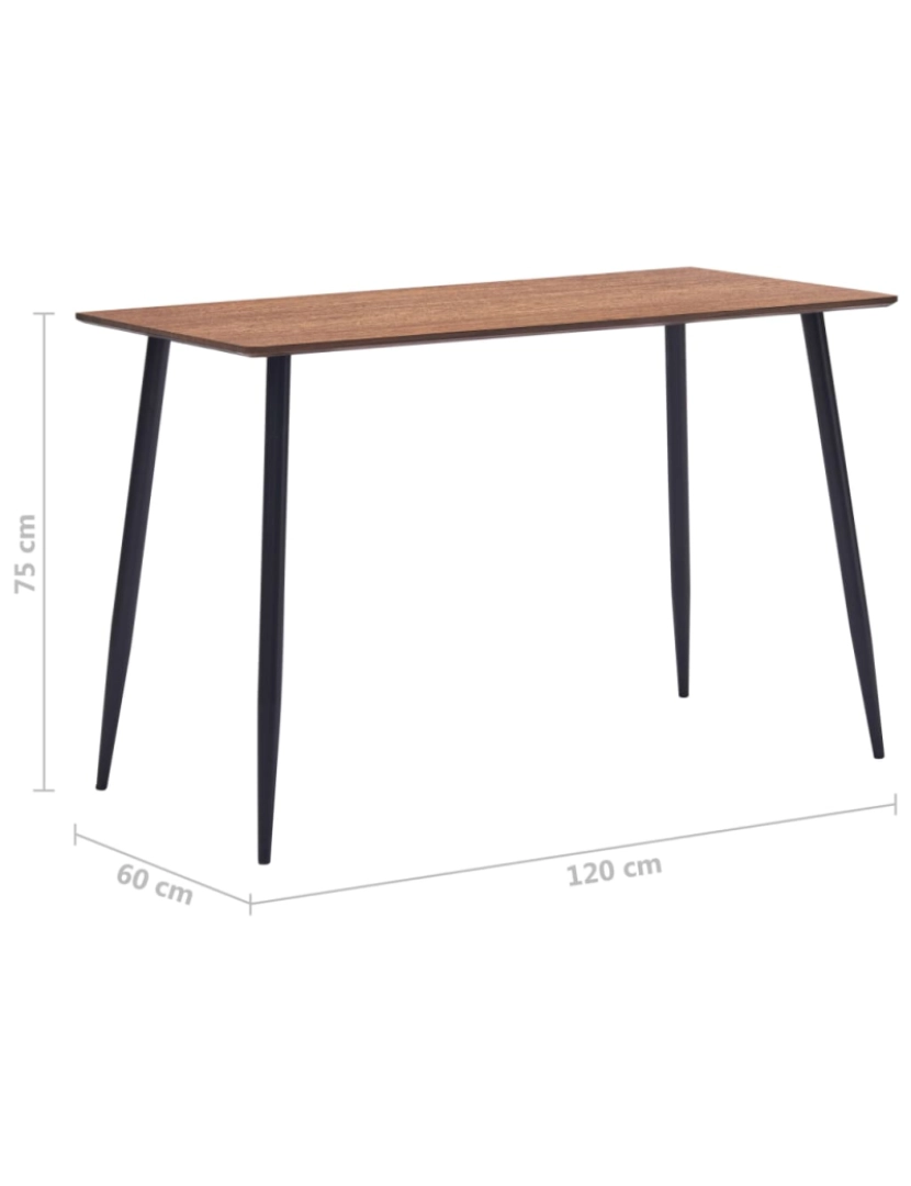 imagem de vidaXL Mesa de jantar 120x60x75 cm MDF castanho7