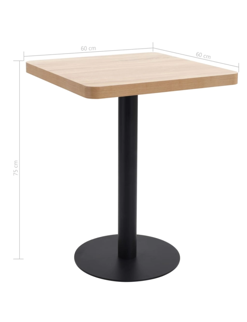 imagem de vidaXL Mesa bistrô 60x60 cm MDF castanho-claro7