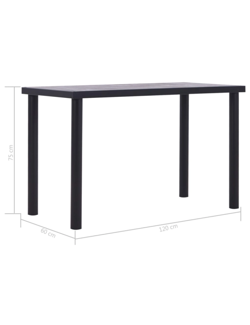 imagem de vidaXL Mesa de jantar 120x60x75 cm MDF preto e cinzento cimento6