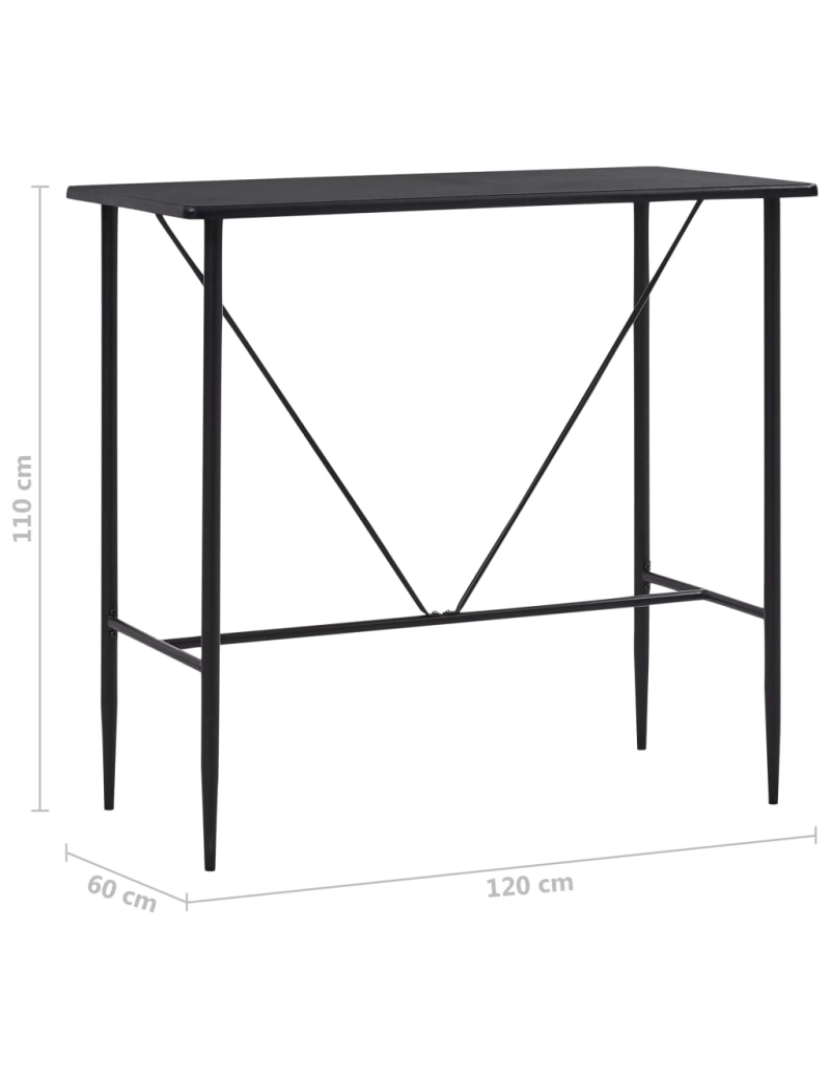 imagem de vidaXL Mesa de bar 120x60x110 cm MDF preto7