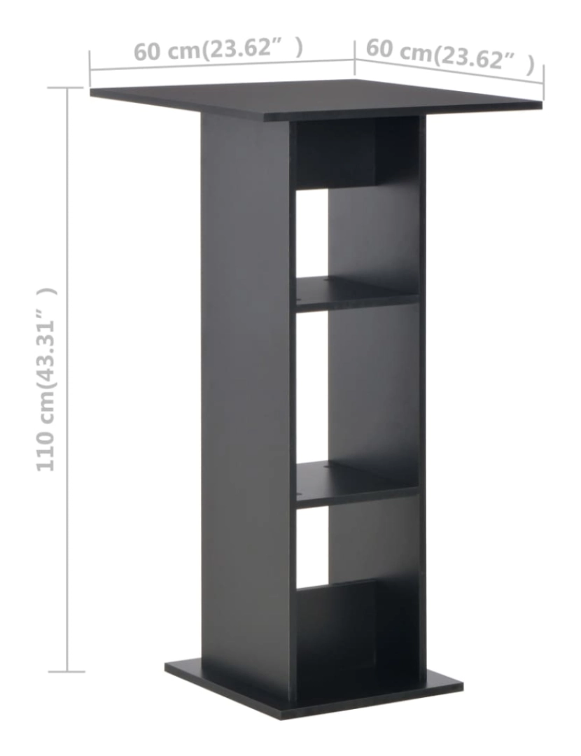 imagem de vidaXL Mesa de bar 60x60x110 cm preto7