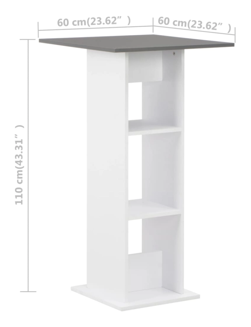 imagem de vidaXL Mesa de bar 60x60x110 cm branco e antracite7