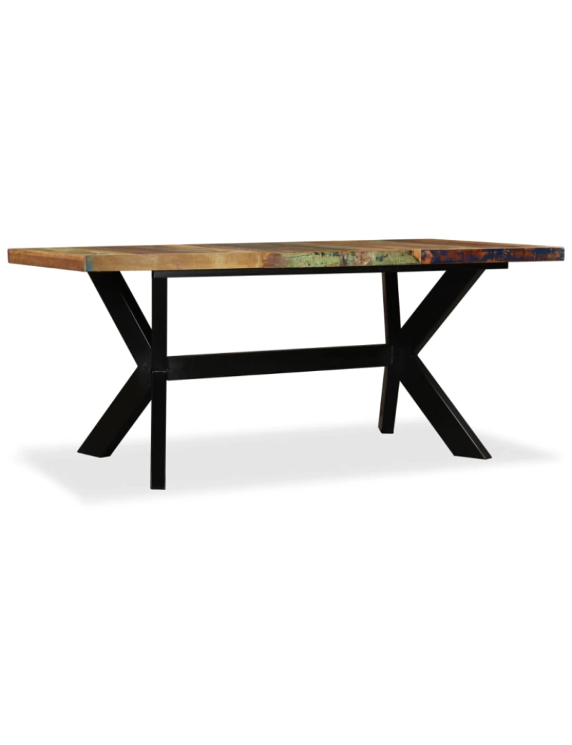 imagem de vidaXL Mesa de jantar madeira reciclada maciça + aço em cruz 180 cm4