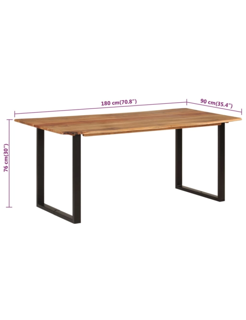 imagem de vidaXL Mesa de jantar 180x90x76 cm madeira de acácia maciça9