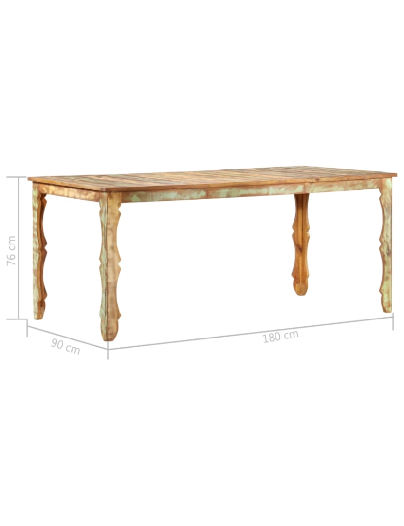 imagem de vidaXL Mesa de jantar 180x90x76 cm madeira recuperada maciça5