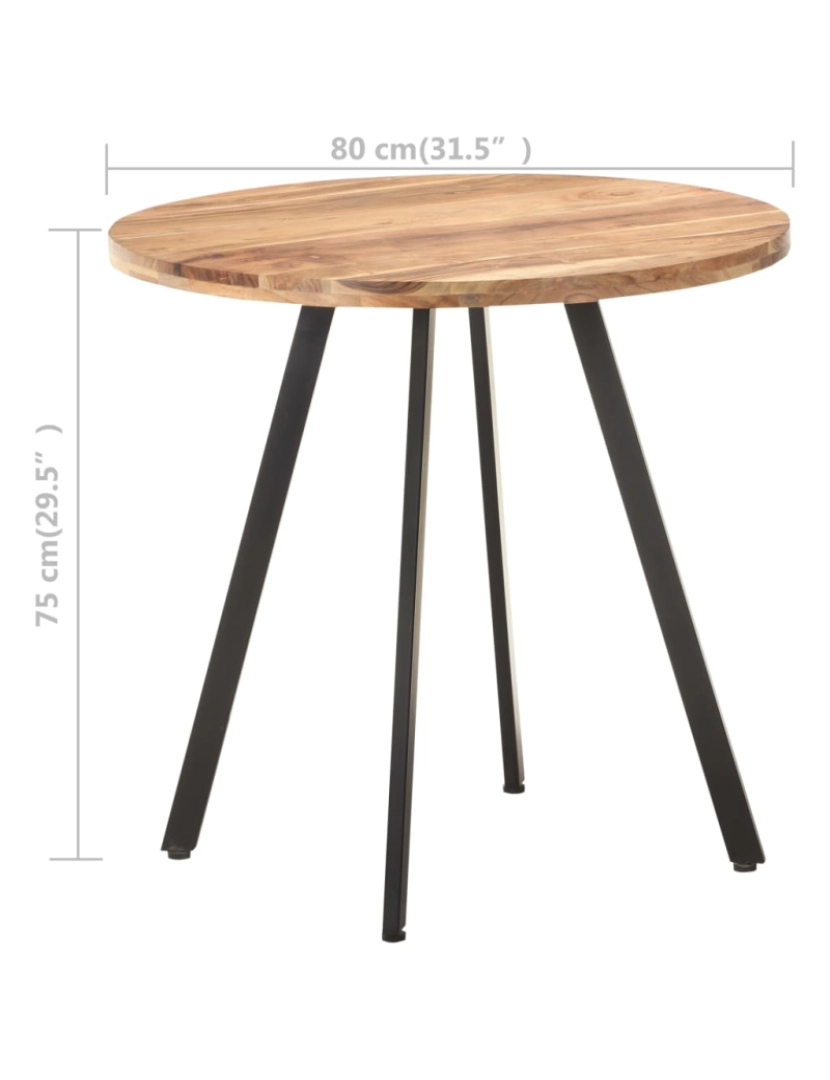 imagem de vidaXL Mesa de jantar 80 cm madeira de acácia maciça5