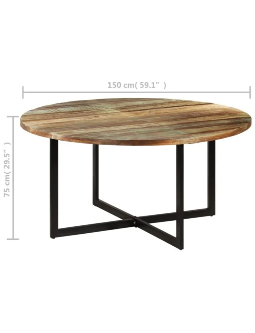 imagem de vidaXL Mesa de jantar 150x75 cm madeira recuperada maciça9