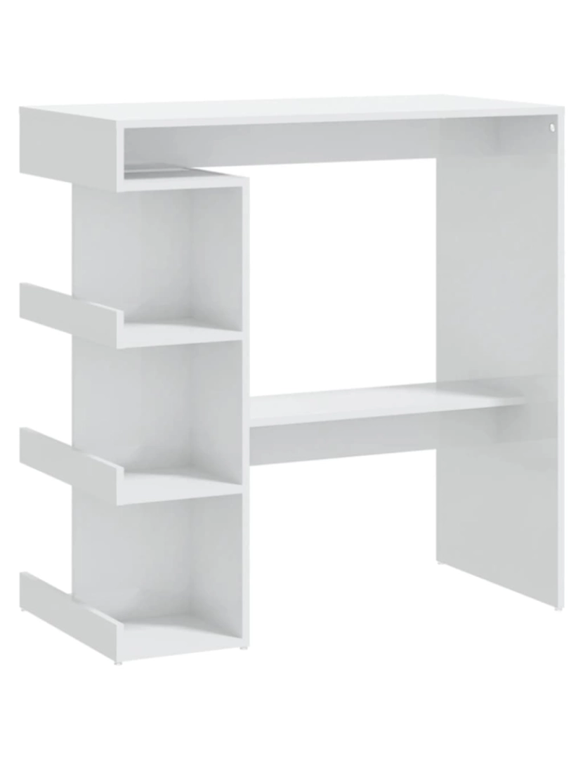 imagem de vidaXL Mesa de bar c/ prateleiras 100x50x101,5 cm branco brilhante1