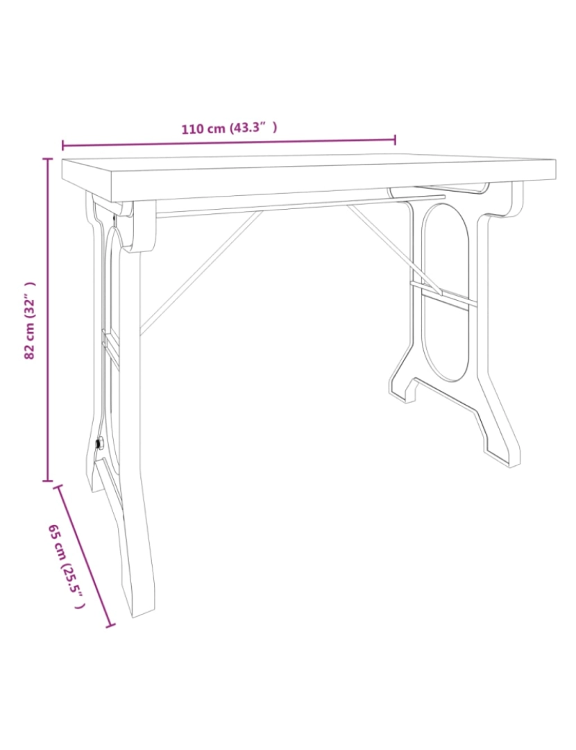 imagem de vidaXL Mesa de jantar 110x65x82 cm madeira de abeto maciça e ferro7