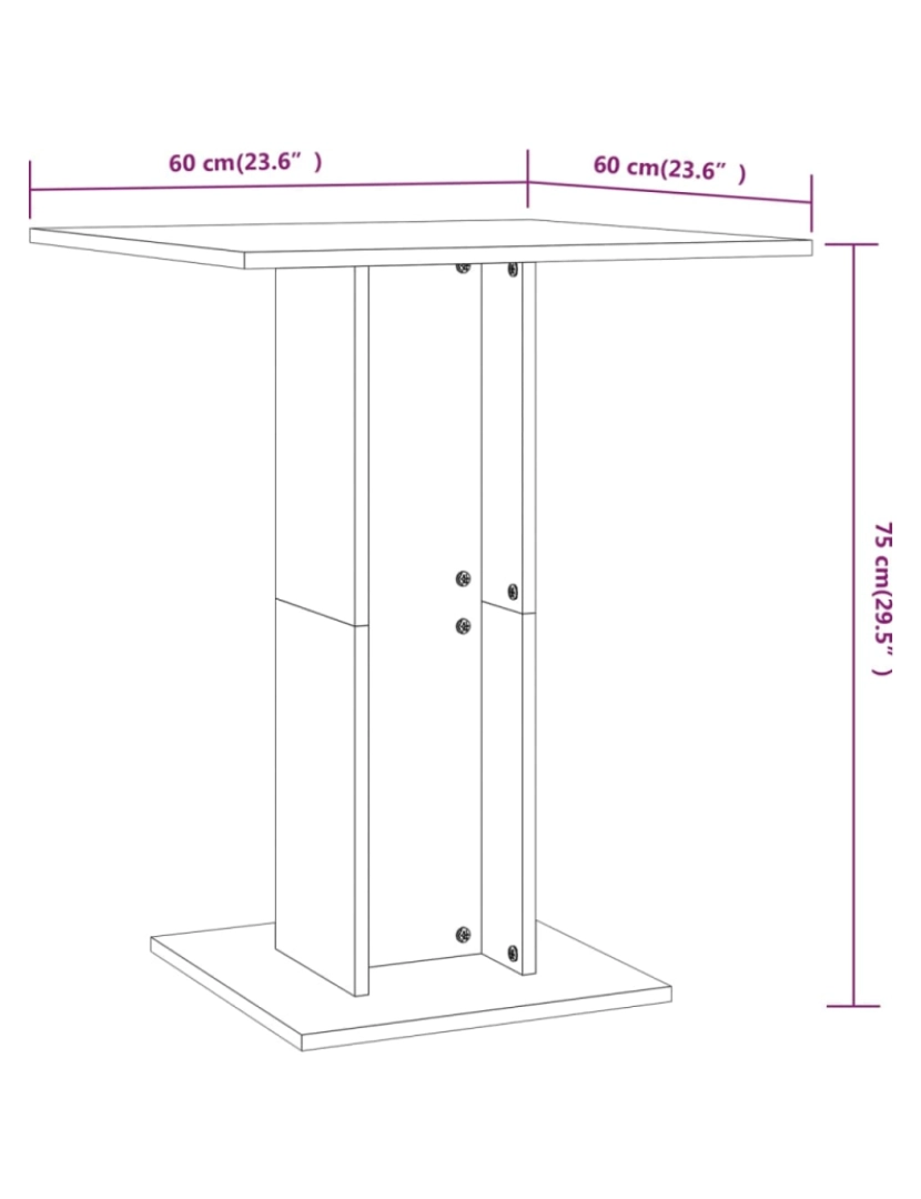 imagem de vidaXL Mesa bistrô 60x60x75 cm contraplacado branco7