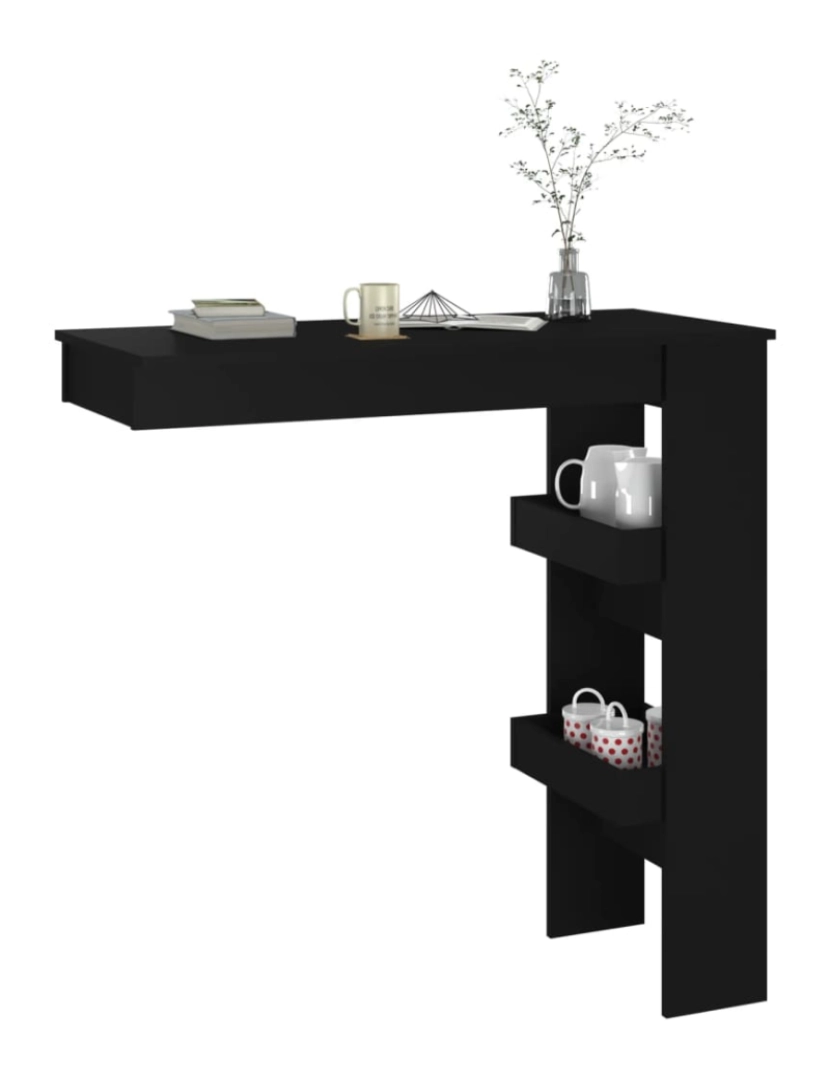 imagem de vidaXL Mesa de bar p/ parede 102x45x103,5 cm derivados madeira preto8