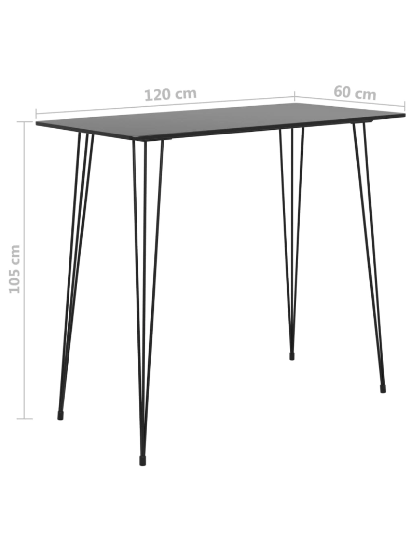 imagem de vidaXL Mesa de bar 120x60x105 cm preto6