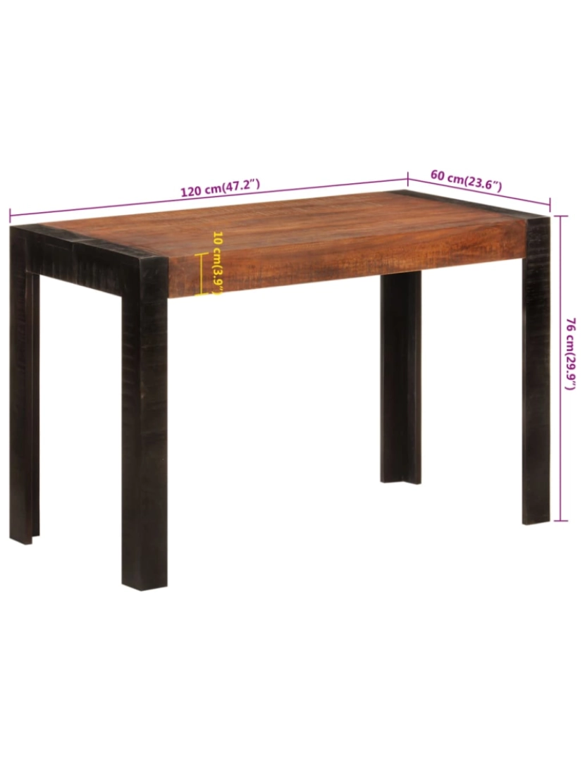 imagem de vidaXL Mesa de jantar 120x60x76 cm mangueira maciça castanho-mel10