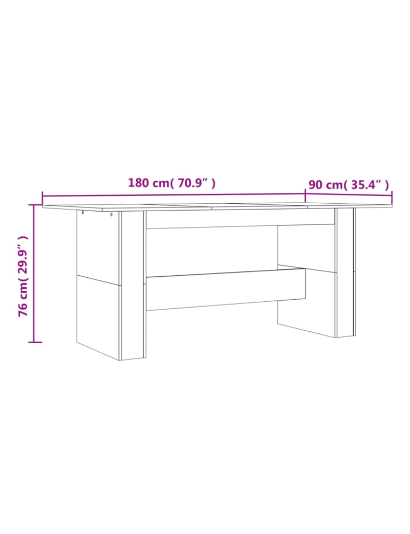 imagem de vidaXL Mesa jantar 180x90x76 cm derivados de madeira carvalho castanho8