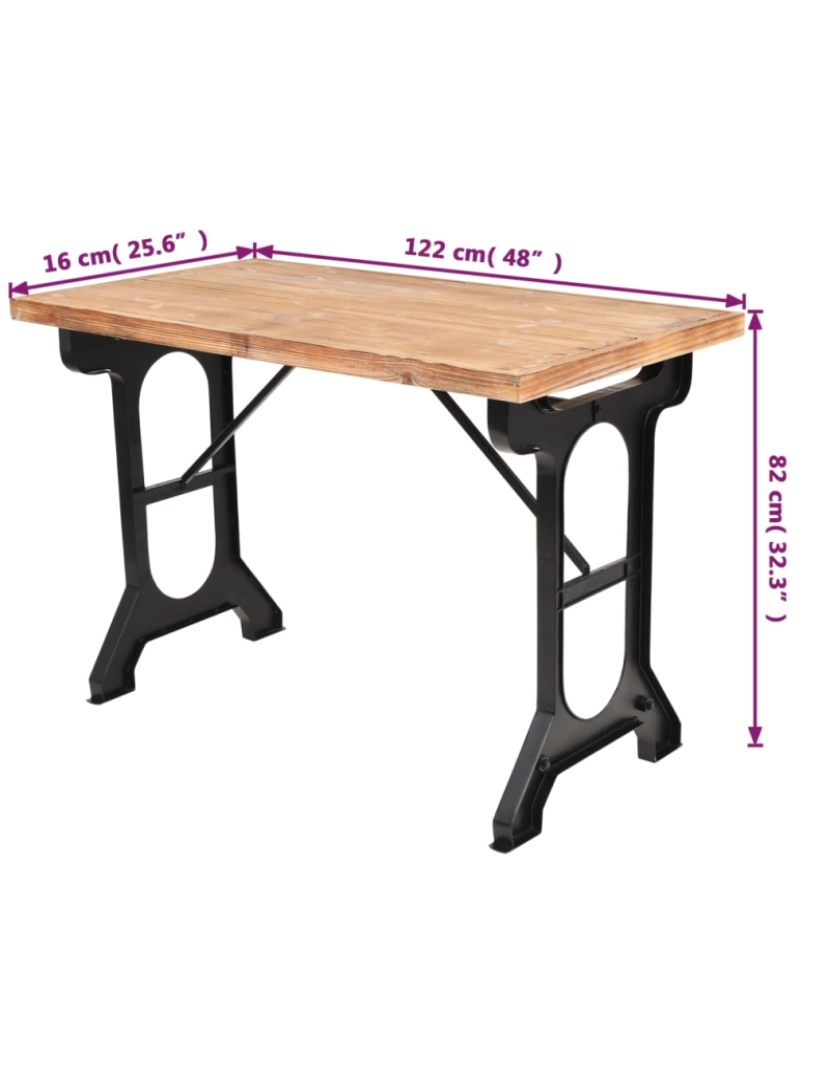 imagem de vidaXL Mesa de jantar madeira de abeto maciça 122x65x82 cm8