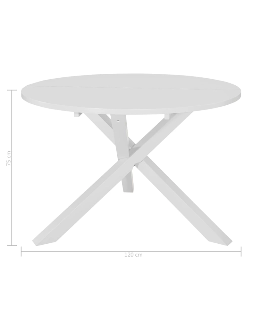 imagem de vidaXL Mesa de jantar 120x75 cm MDF branco5