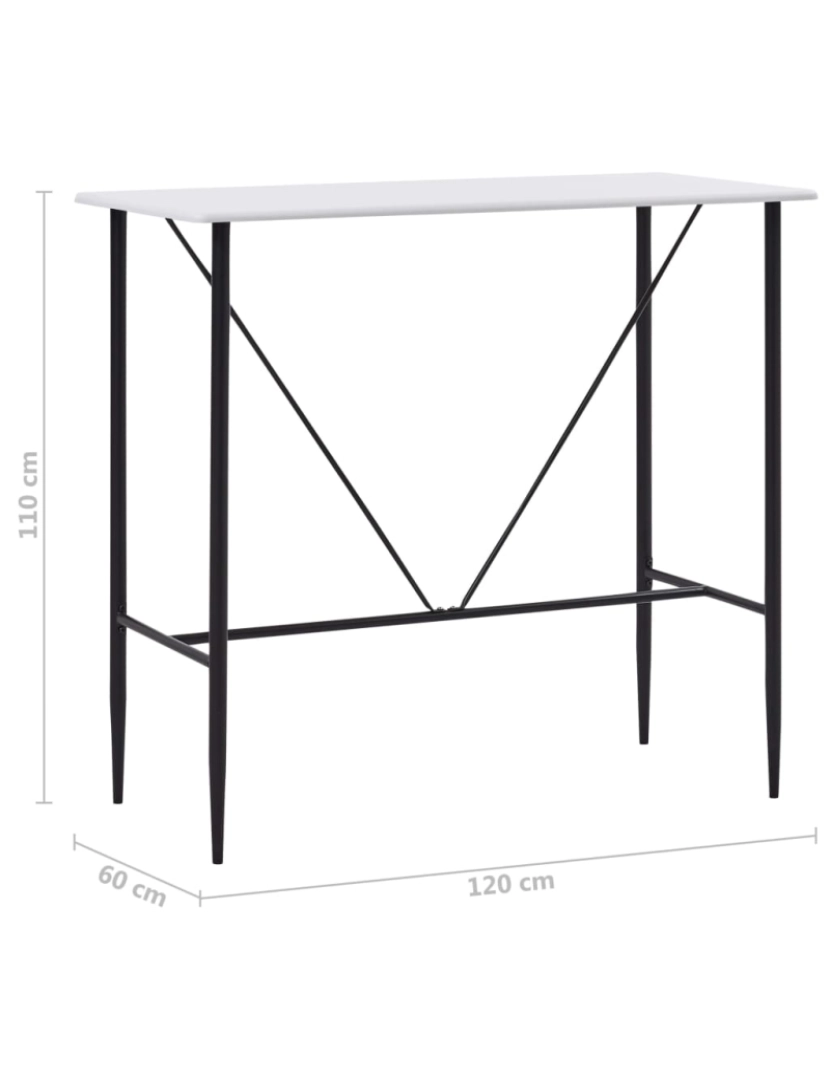 imagem de vidaXL Mesa de bar 120x60x110 cm MDF branco7