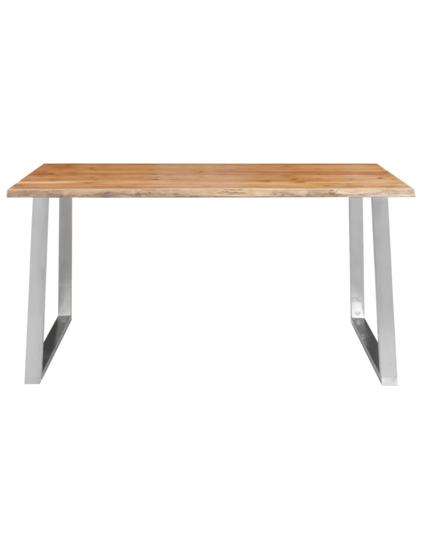 imagem de vidaXL Mesa de jantar 160x80x75 cm acácia maciça e aço inoxidável3