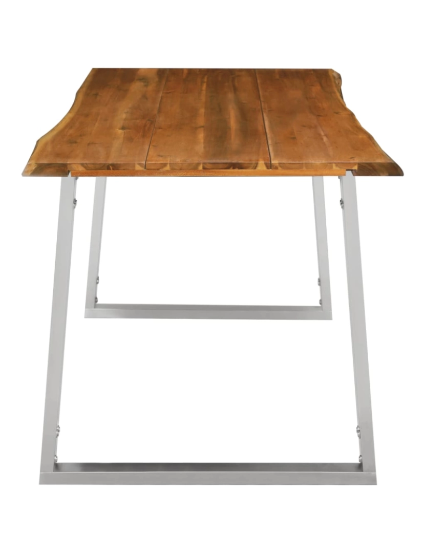 imagem de vidaXL Mesa de jantar 160x80x75 cm acácia maciça e aço inoxidável5