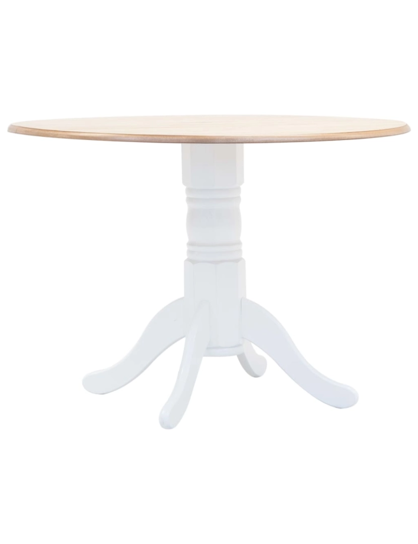 imagem de vidaXL Mesa de jantar 106 cm seringueira maciça branco e castanho2