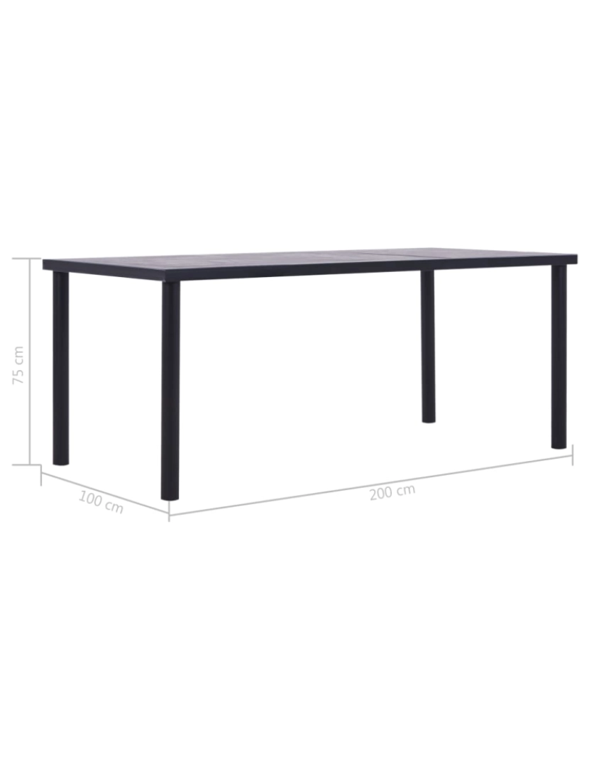 imagem de vidaXL Mesa de jantar 200x100x75 cm MDF preto e cinzento cimento6