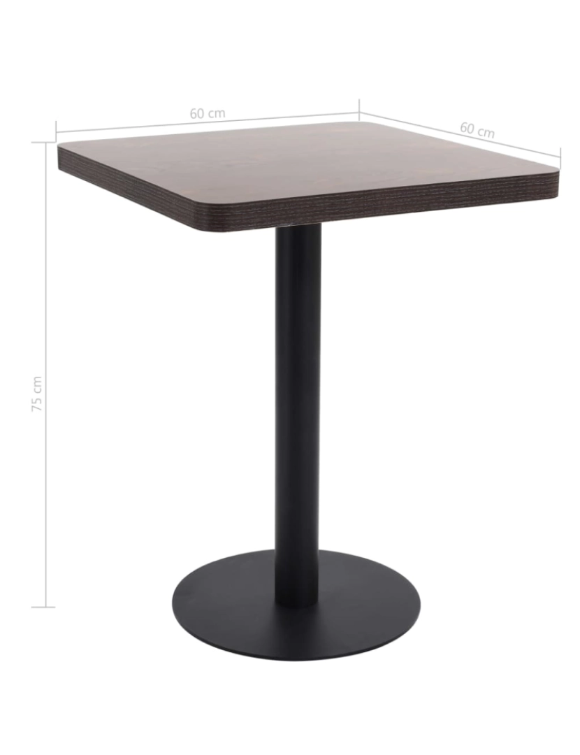 imagem de vidaXL Mesa bistrô 60x60 cm MDF castanho-escuro7