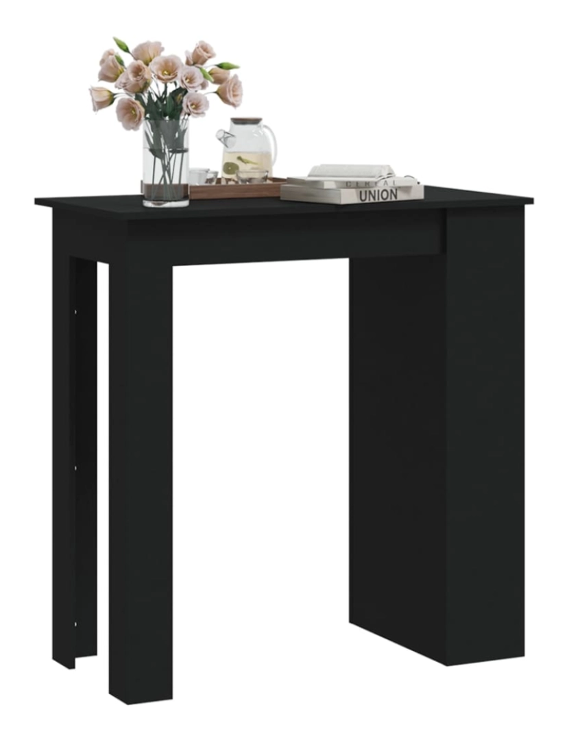 imagem de vidaXL Mesa de bar prateleiras 102x50x103,5cm aglomerado preto4