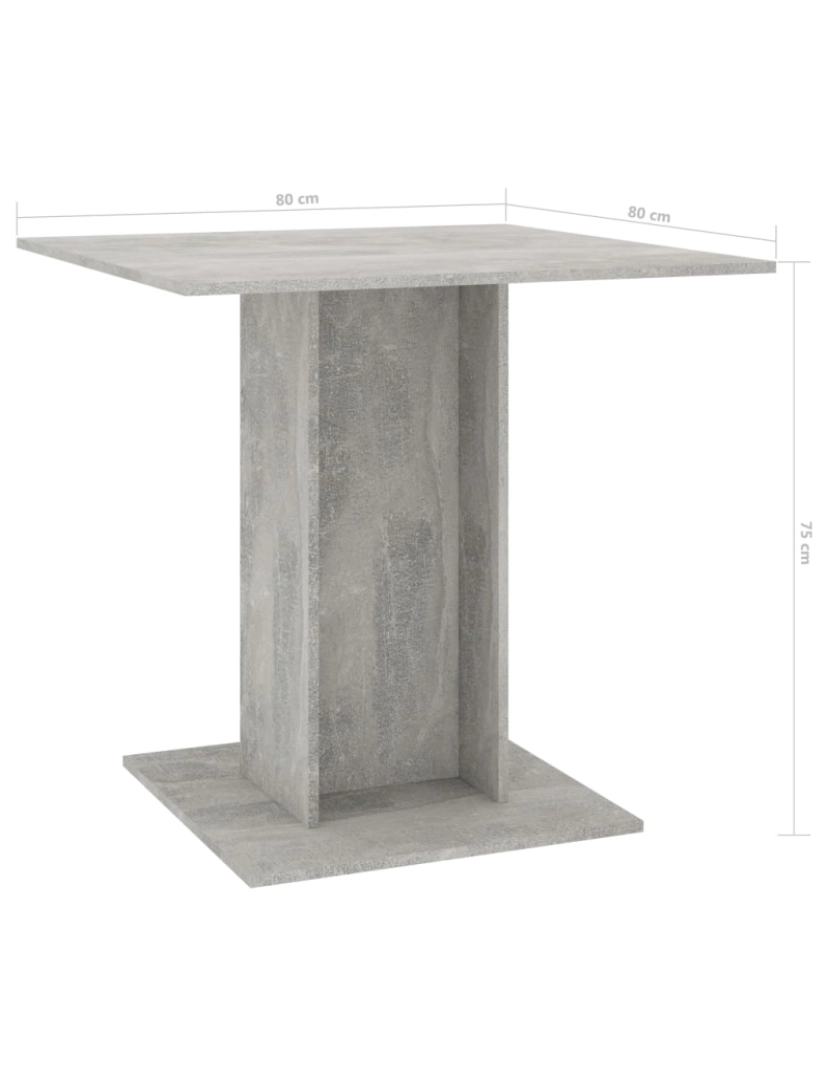 imagem de vidaXL Mesa de jantar 80x80x75 cm contraplacado cinzento cimento7