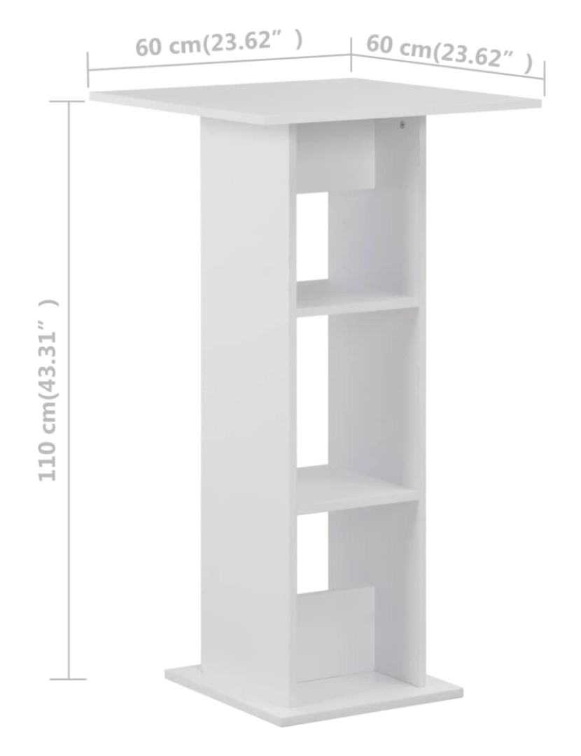 imagem de vidaXL Mesa de bar 60x60x110 cm branco7