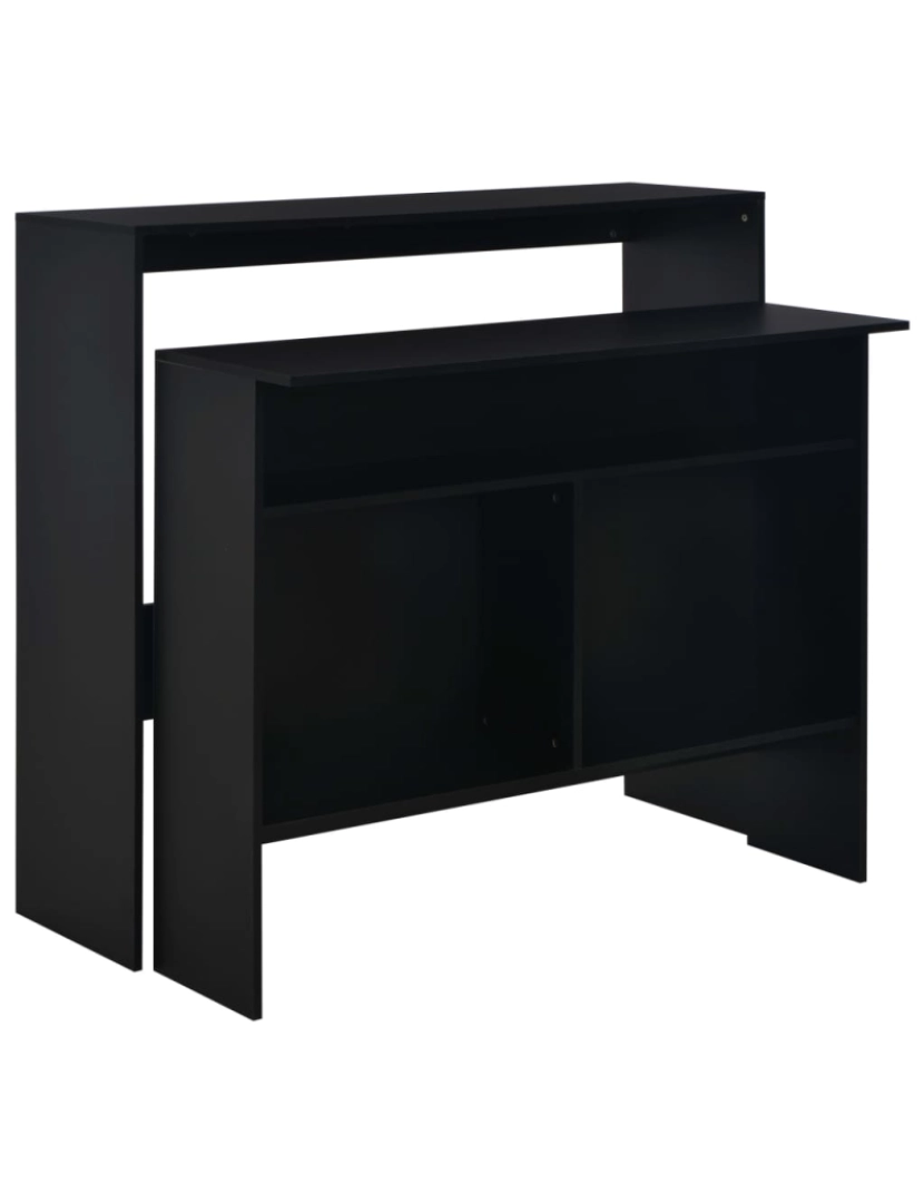 imagem de vidaXL Mesa de bar com 2 tampos preto 130x40x120 cm2