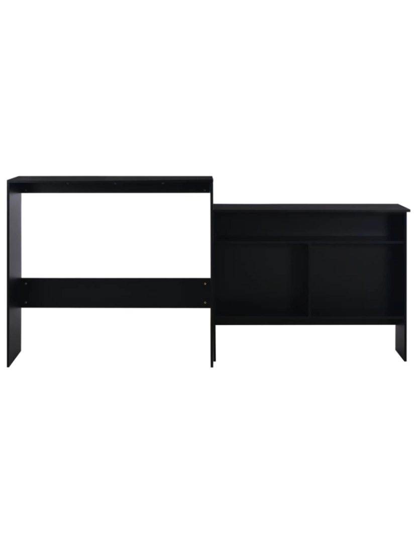 imagem de vidaXL Mesa de bar com 2 tampos preto 130x40x120 cm4