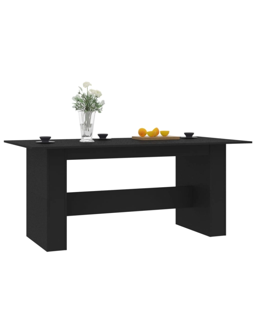 imagem de vidaXL Mesa de jantar 180x90x76 cm contraplacado preto4