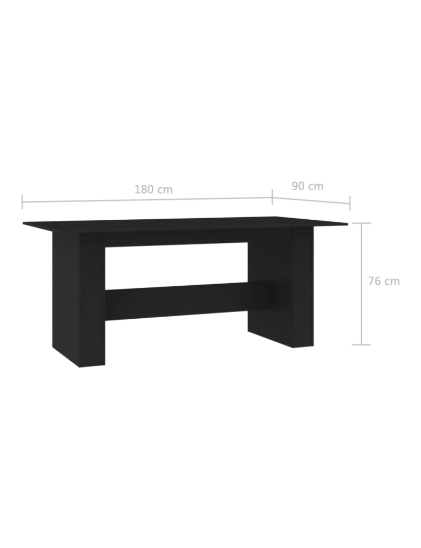 imagem de vidaXL Mesa de jantar 180x90x76 cm contraplacado preto8