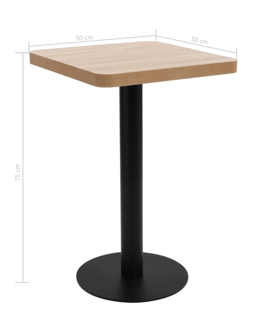 imagem de vidaXL Mesa bistrô 50x50 cm MDF castanho-claro7