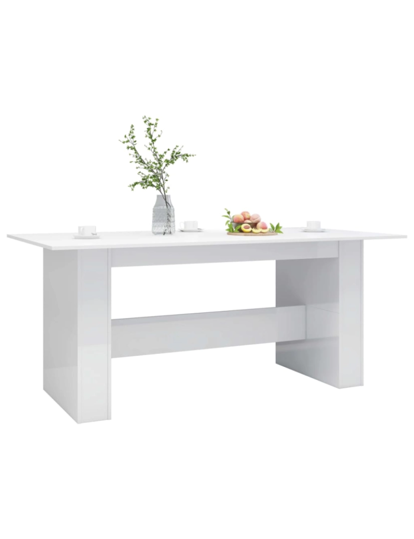 imagem de vidaXL Mesa de jantar 180x90x76 cm contraplacado branco brilhante4