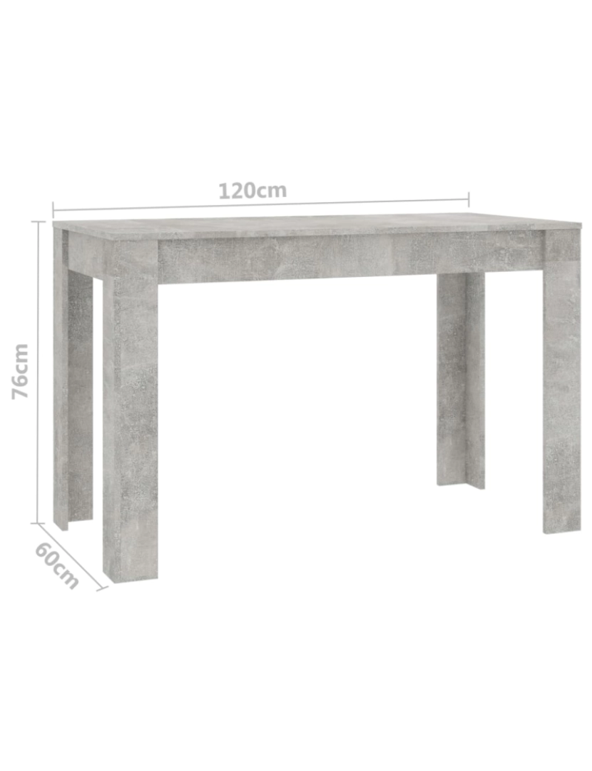 imagem de vidaXL Mesa de jantar 120x60x76 cm contraplacado cinzento cimento7