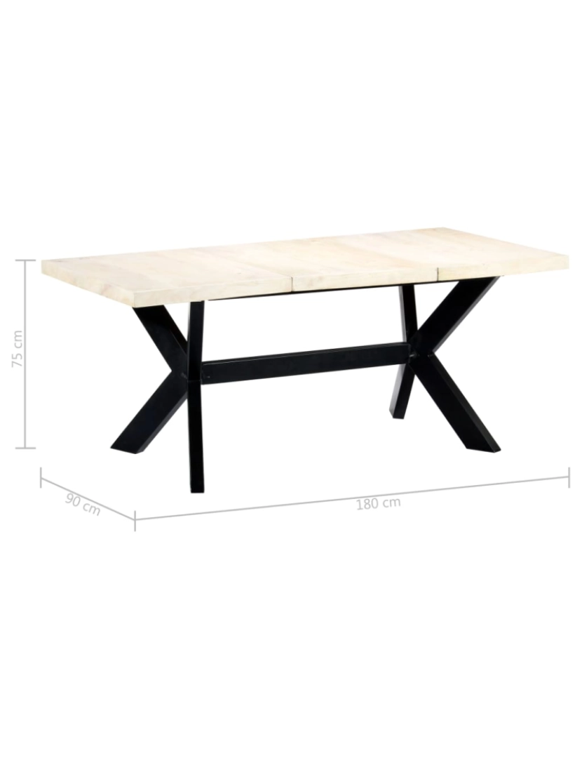 imagem de vidaXL Mesa de jantar 180x90x75 cm madeira de mangueira maciça branco6