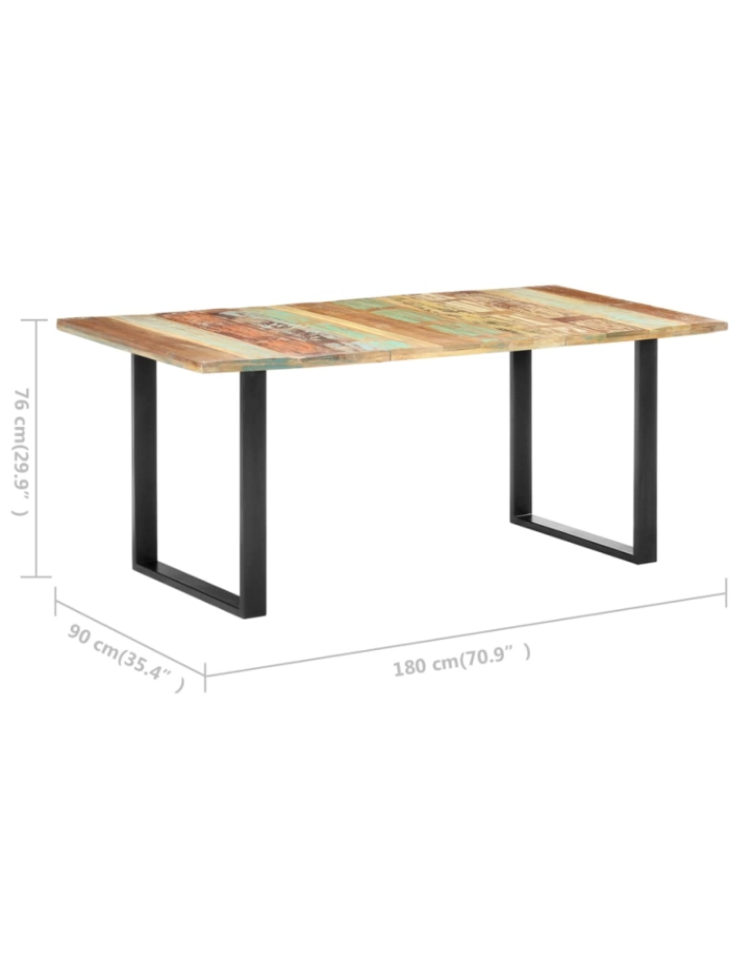 imagem de vidaXL Mesa de jantar 180x90x76 cm madeira recuperada maciça8