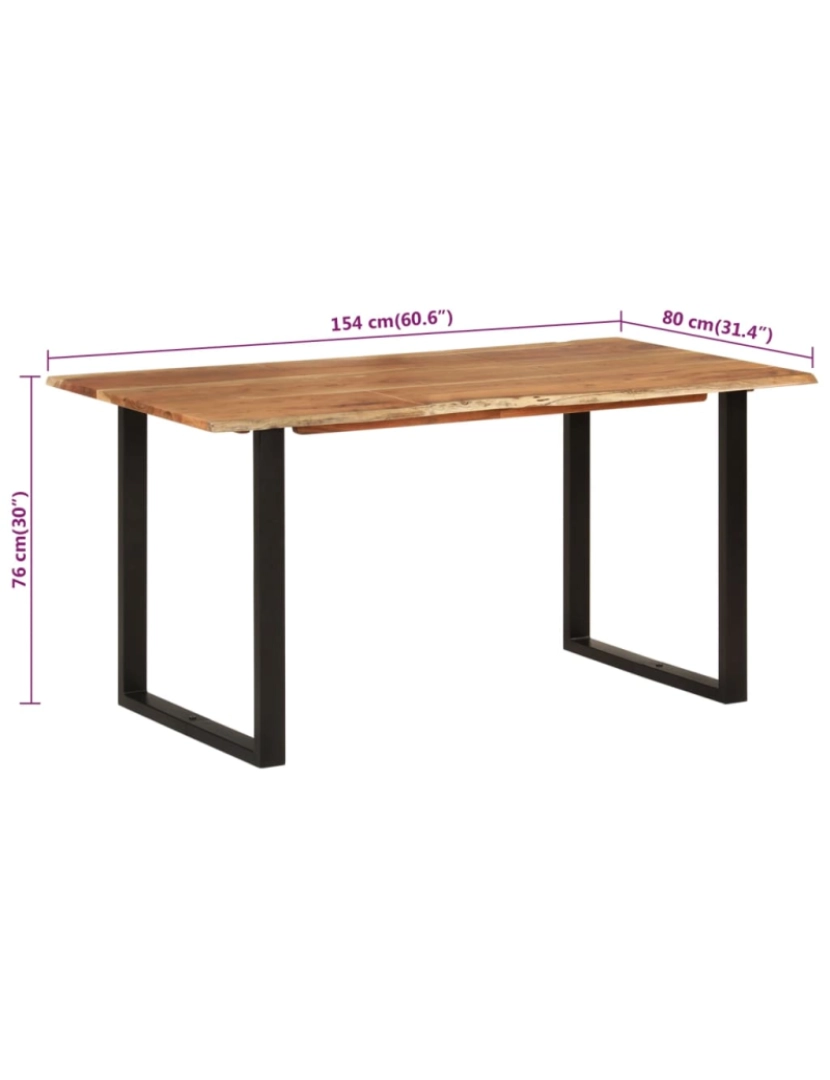 imagem de vidaXL Mesa de jantar 154x80x76 cm madeira de acácia maciça9