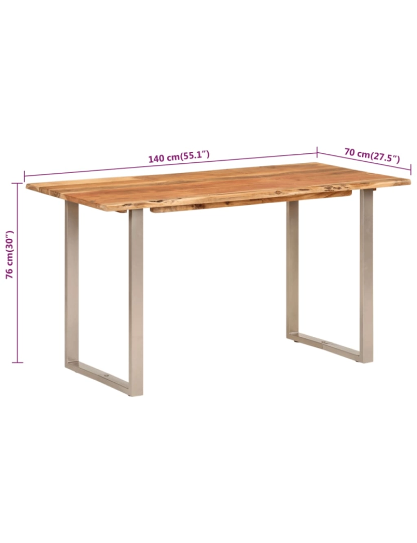 imagem de vidaXL Mesa de jantar 140x70x76 cm madeira de acácia maciça9