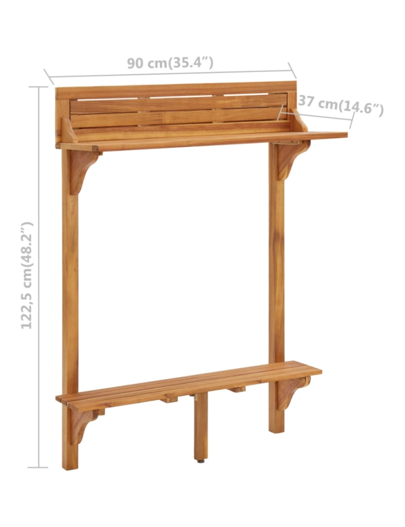 imagem de vidaXL Mesa de bar p/ varanda 90x37x122,5 cm madeira de acácia maciça10