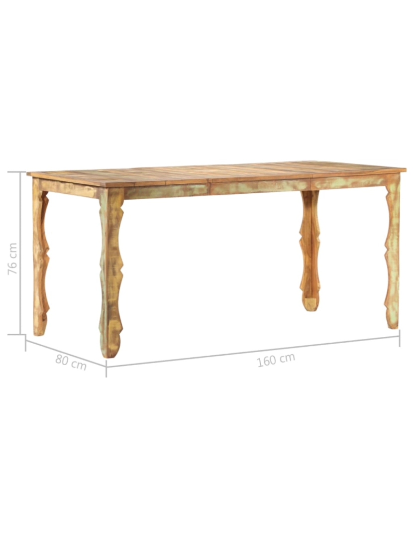 imagem de vidaXL Mesa de jantar 160x80x76 cm madeira recuperada maciça5