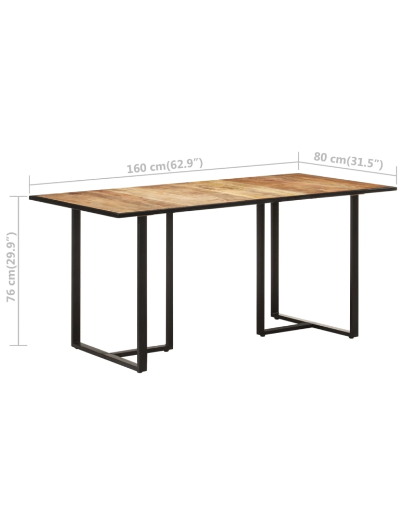 imagem de vidaXL Mesa de jantar 160 cm madeira de mangueira áspera8