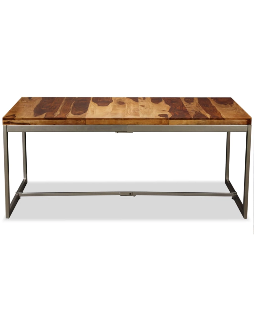 imagem de vidaXL Mesa de jantar madeira de sheesham maciça e aço 180 cm4