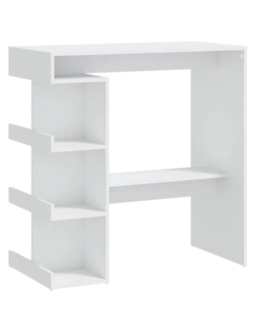 imagem de vidaXL Mesa de bar c/ prateleiras 100x50x101,5 cm contraplacado branco1