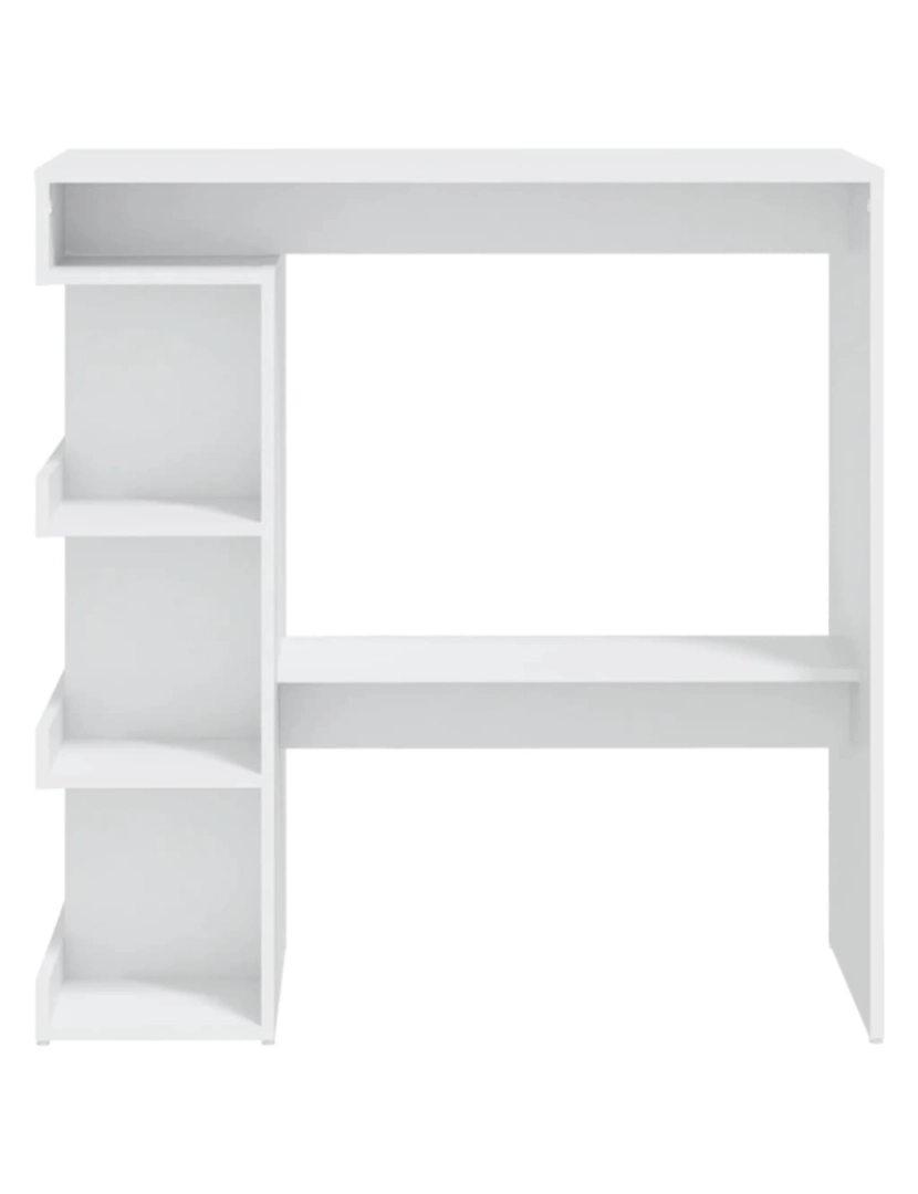 imagem de vidaXL Mesa de bar c/ prateleiras 100x50x101,5 cm contraplacado branco6