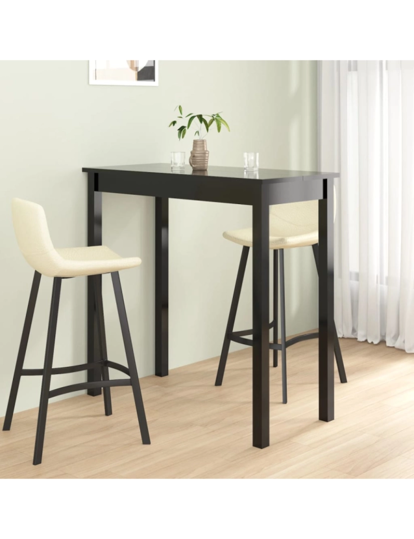 imagem de vidaXL Mesa de bar em MDF preto 115x55x107 cm2